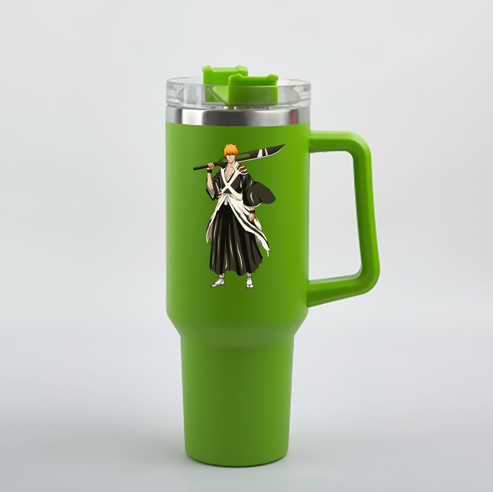 （画像用） ブリーチ 黒崎一護（くろさき いちご）BLEACH Kurosaki Ichigo 1200mL車用タンブラー - クリスタルステッカー（プラスチックストロー付き）